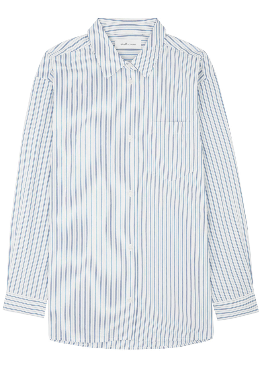 Shop Skall Studio Edgar Striped Cotton Shirt In Blue And White