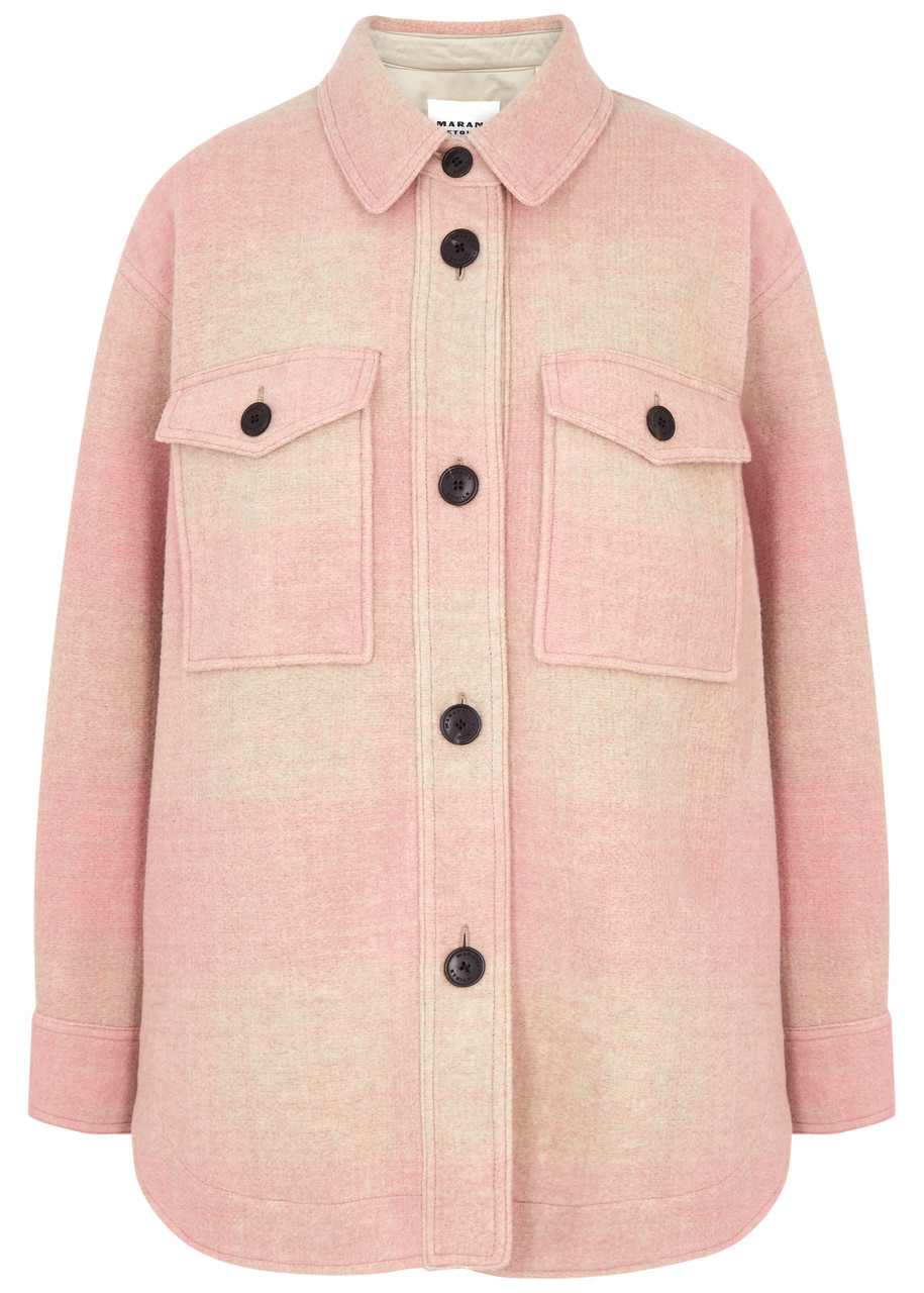 Shop Isabel Marant Étoile Harveli Checked Felt Jacket In Light Pink
