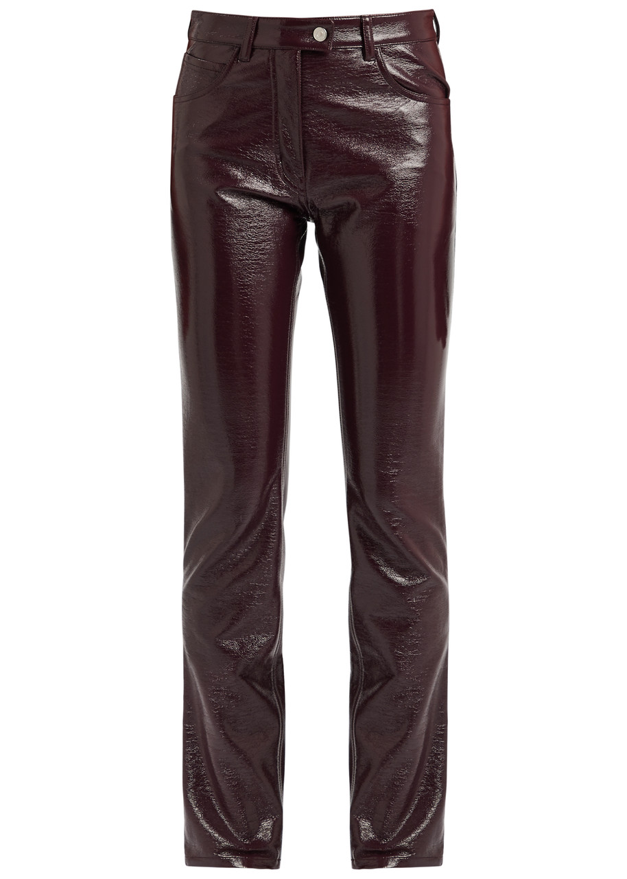 Courrèges Reedition Vinyl Trousers In Burgundy