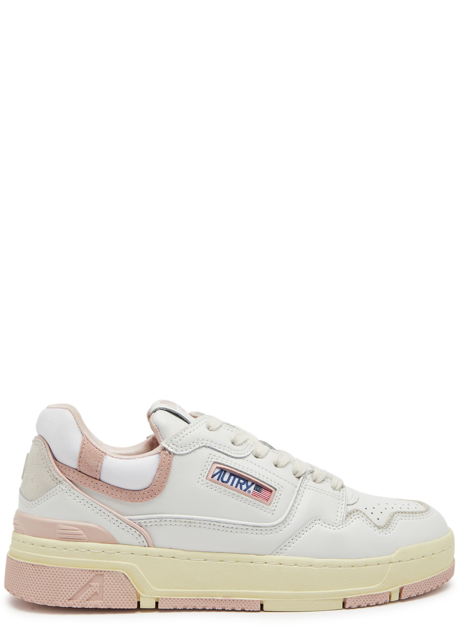 Shop Autry Clc Panelled Leather Sneakers In Pink And White
