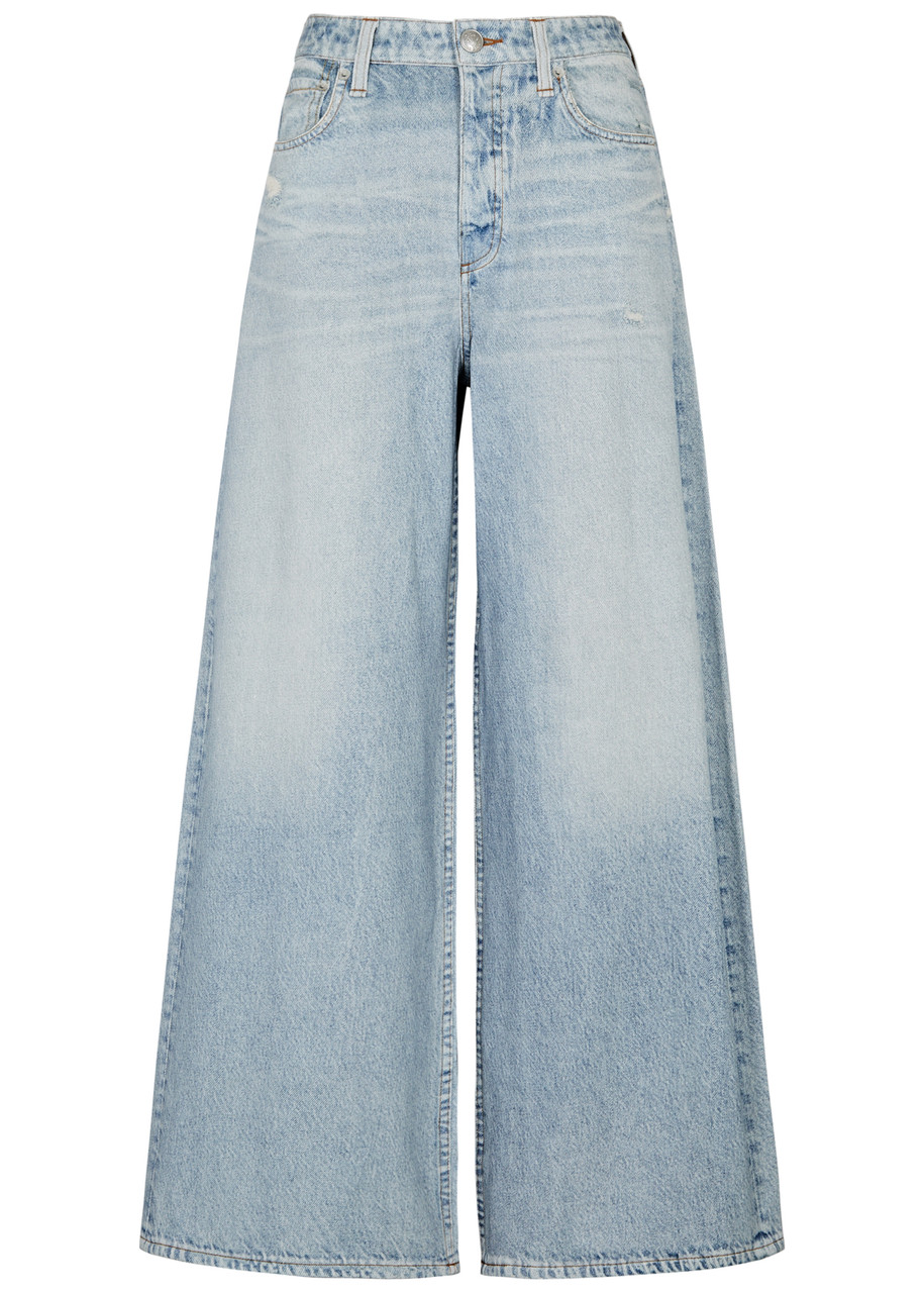 Rag & Bone Miramar Sofie Printed Chambray Trousers In Light Blue