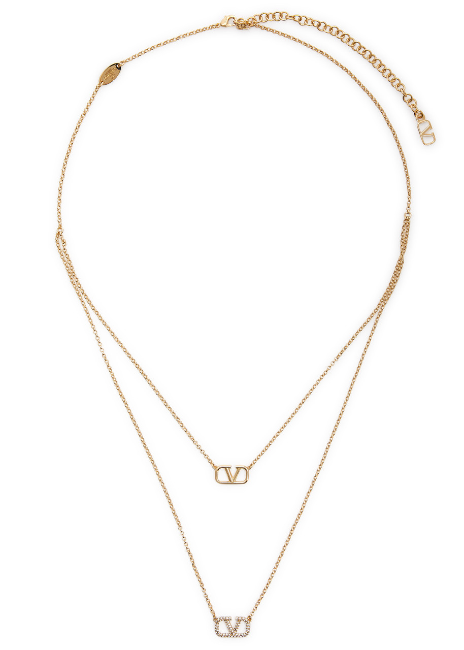 Valentino Vlogo Layered Necklace In Gold