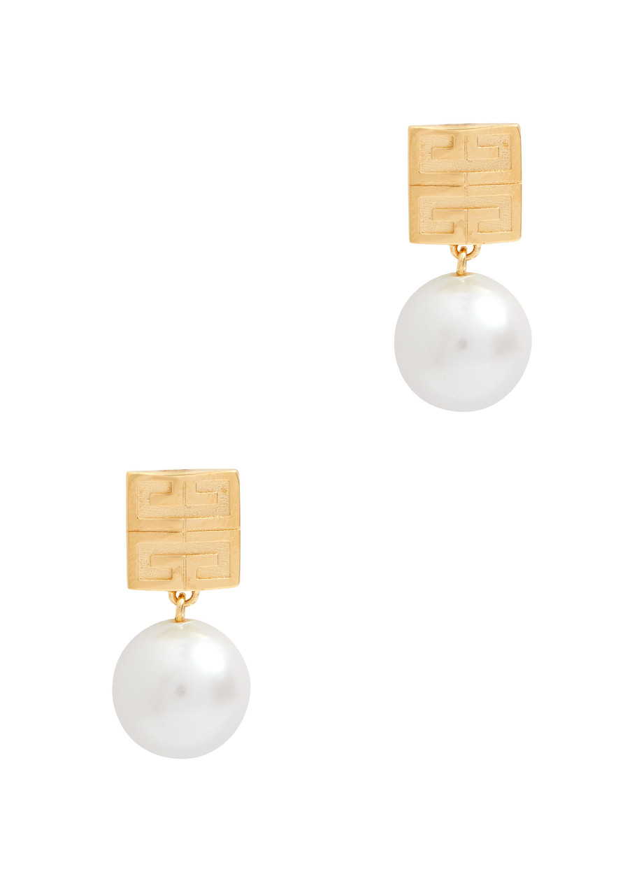 Shop Givenchy 4g-engraved Drop Earrings In Gold