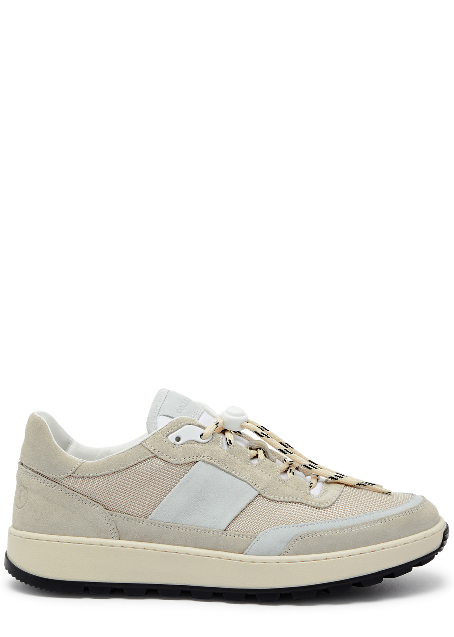 Shop Collegium Pillar Trail Panelled Canvas Trainers In Beige