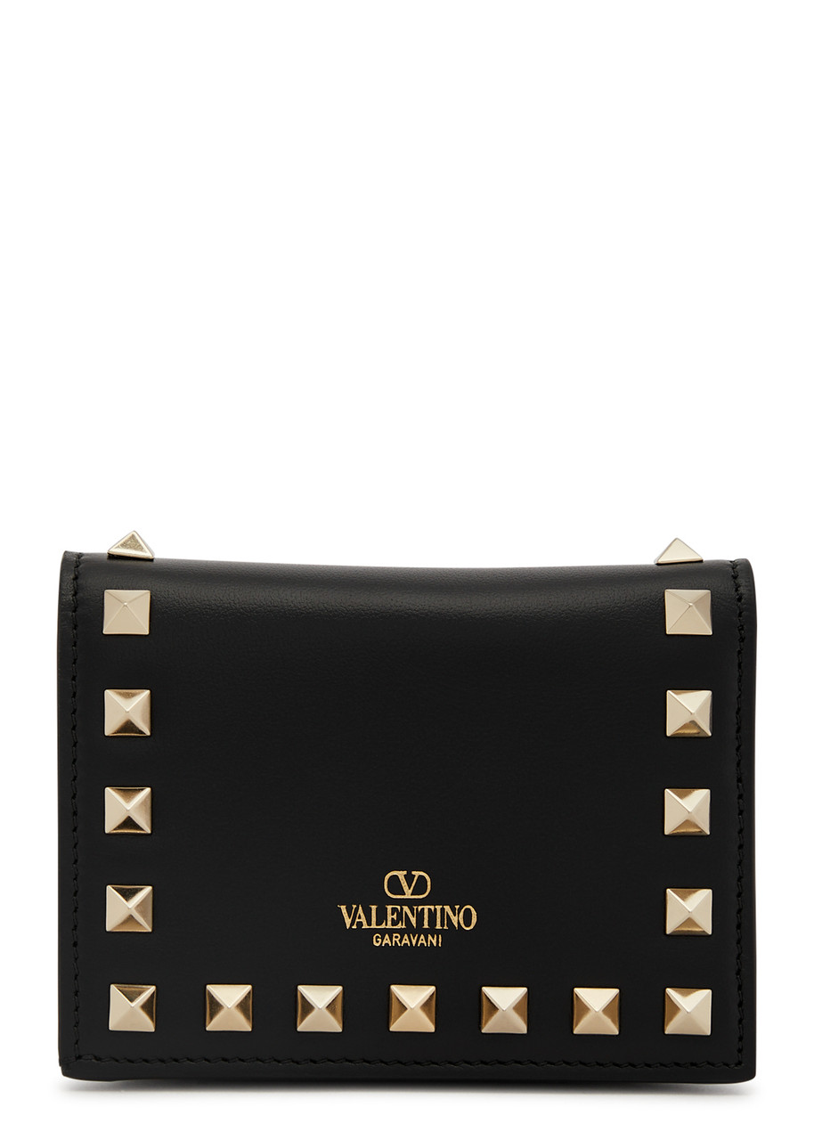 Valentino Garavani Rockstud Leather Wallet In Black