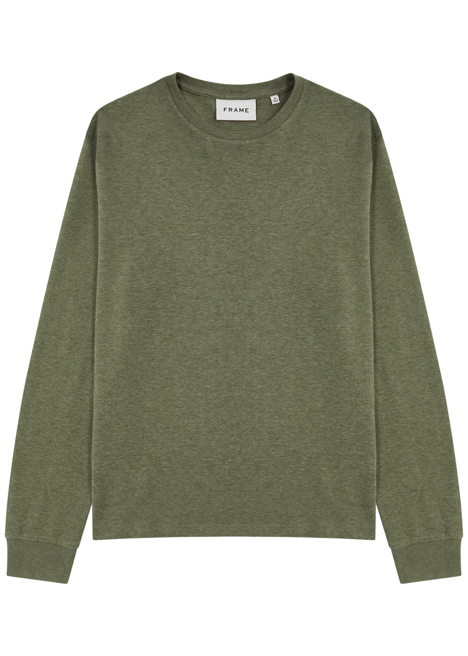 Shop Frame Duo Fold Cotton Sweatshirt In Green