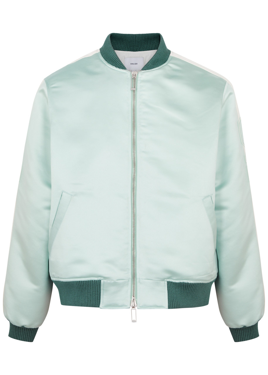 Shop Rhude Boys Satin Bomber Jacket In Mint