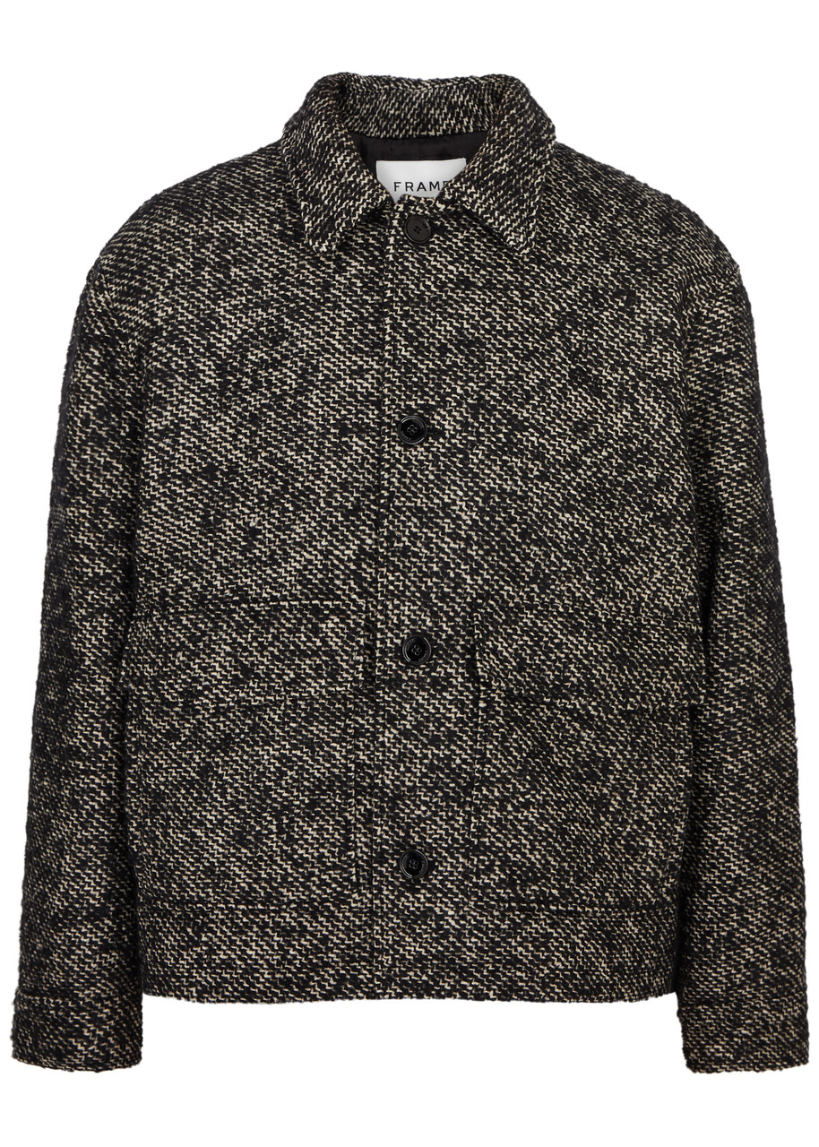 Frame Tweed Trucker Jacket In Black