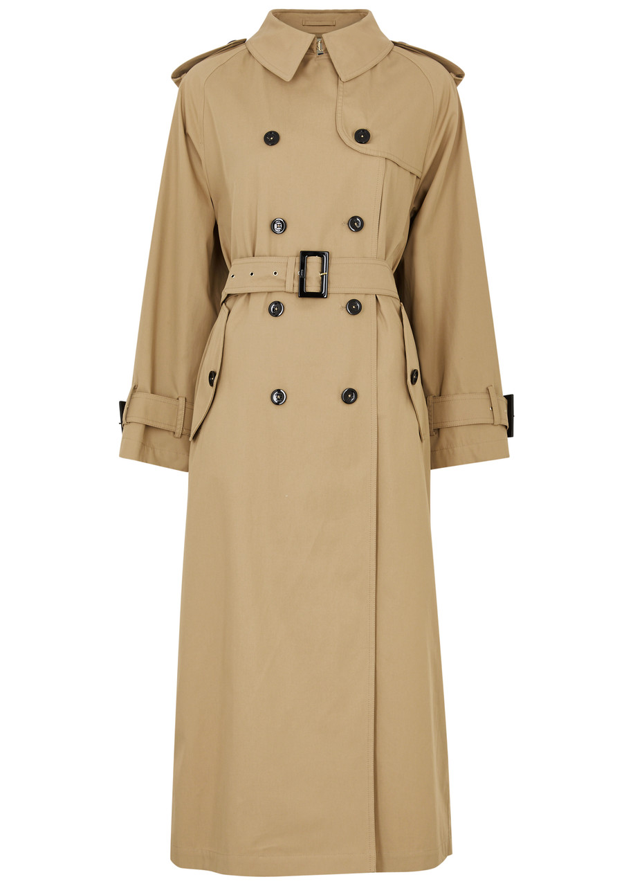 Shop Herno Double-breasted Cotton Trench Coat In Beige
