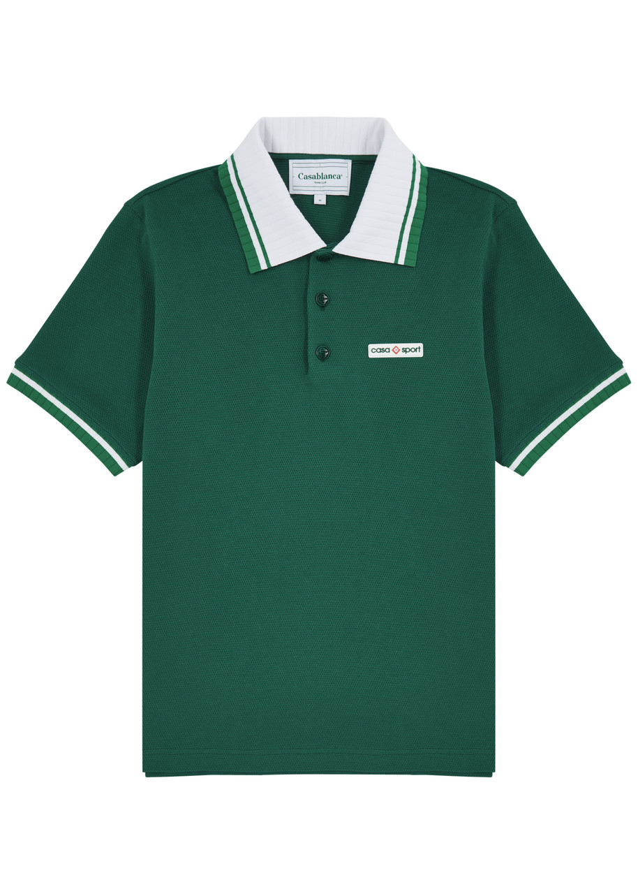 Shop Casablanca Logo Cotton Polo Shirt In Green