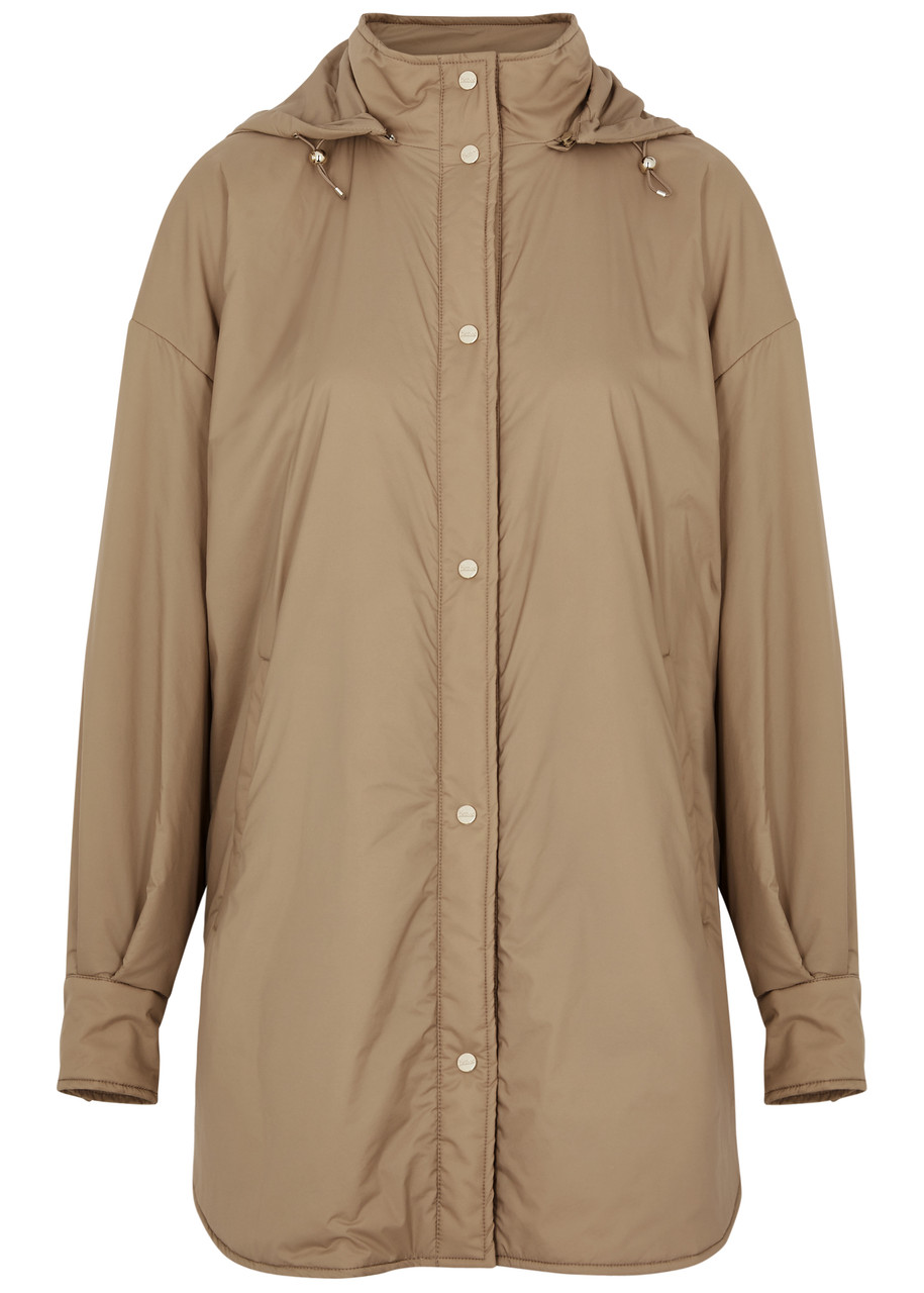 Shop Herno Ecoage Hooded Shell Parka In Beige