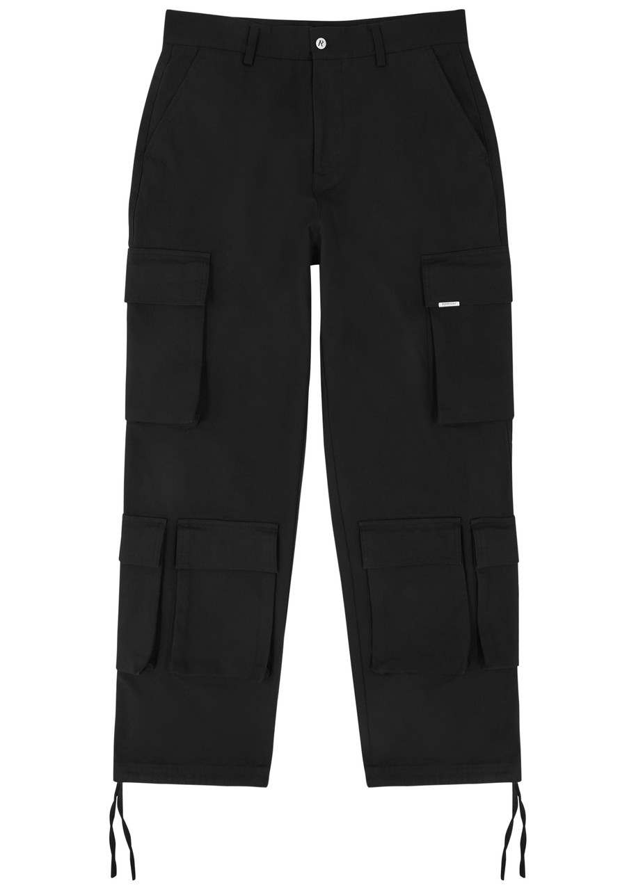 Shop Represent Cotton Cargo Trousers In Black
