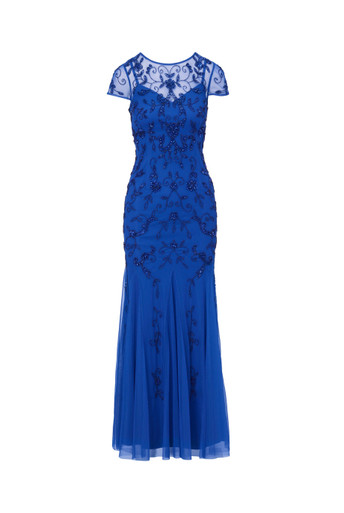 ADRIANNA PAPELL Bead mesh godet gown Harvey Nichols