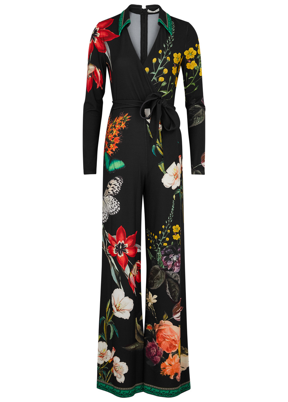 Alice + Olivia Melinda Floral-print Crepe Jumpsuit - Black - 4 (UK8 / S)
