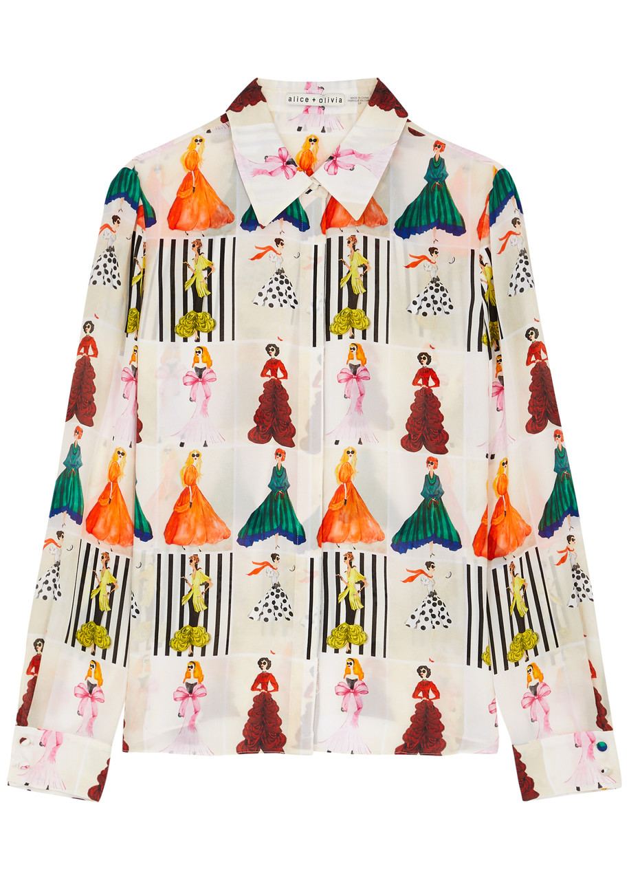 Shop Alice And Olivia Alice + Olivia Willa Printed Silk Shirt In Multicoloured
