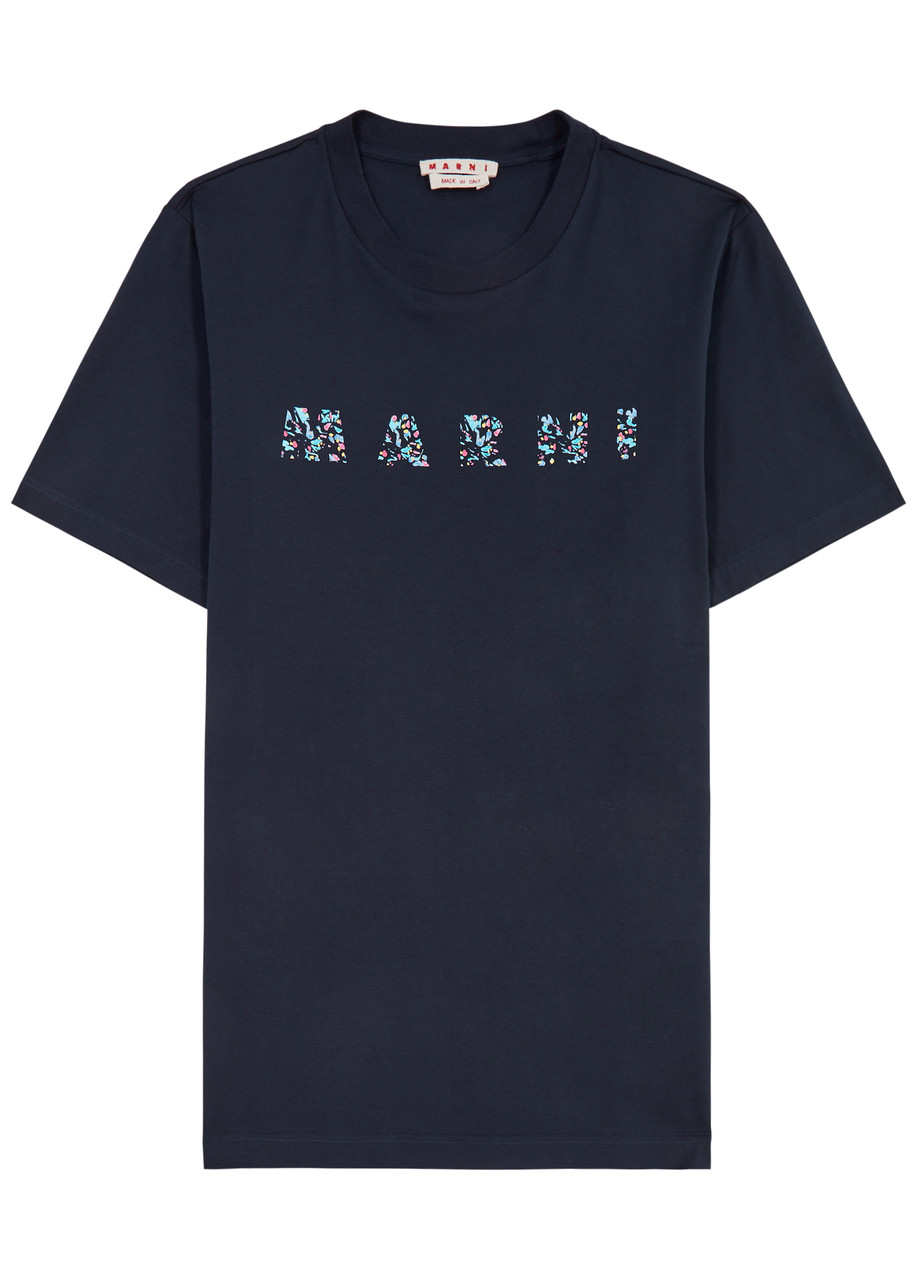 Shop Marni Logo-print Cotton T-shirt In Black