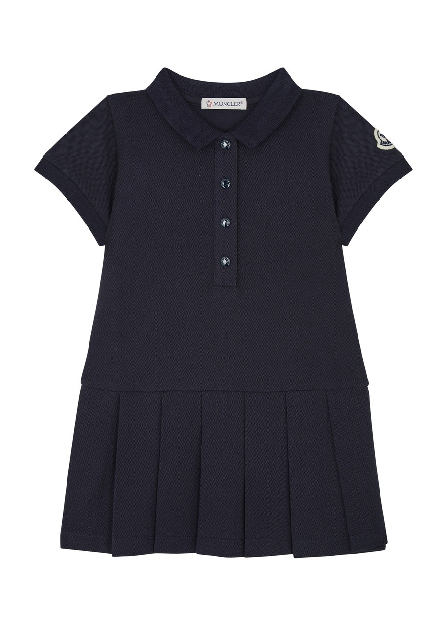 Moncler Kids Piqué Stretch-cotton Polo Dress - Navy - 12/18M (12 Months)