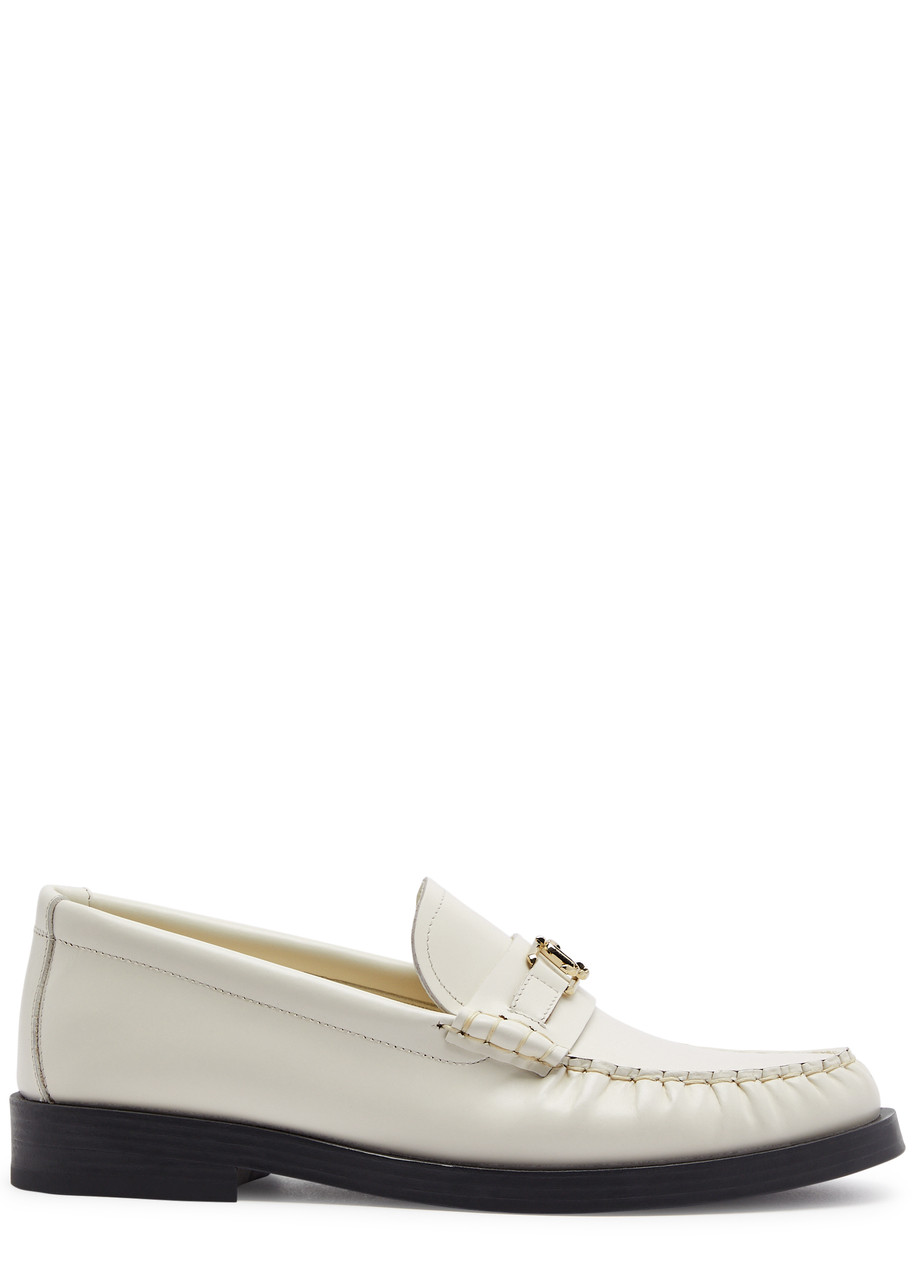 Shop Jimmy Choo Addie Leather Loafers In White