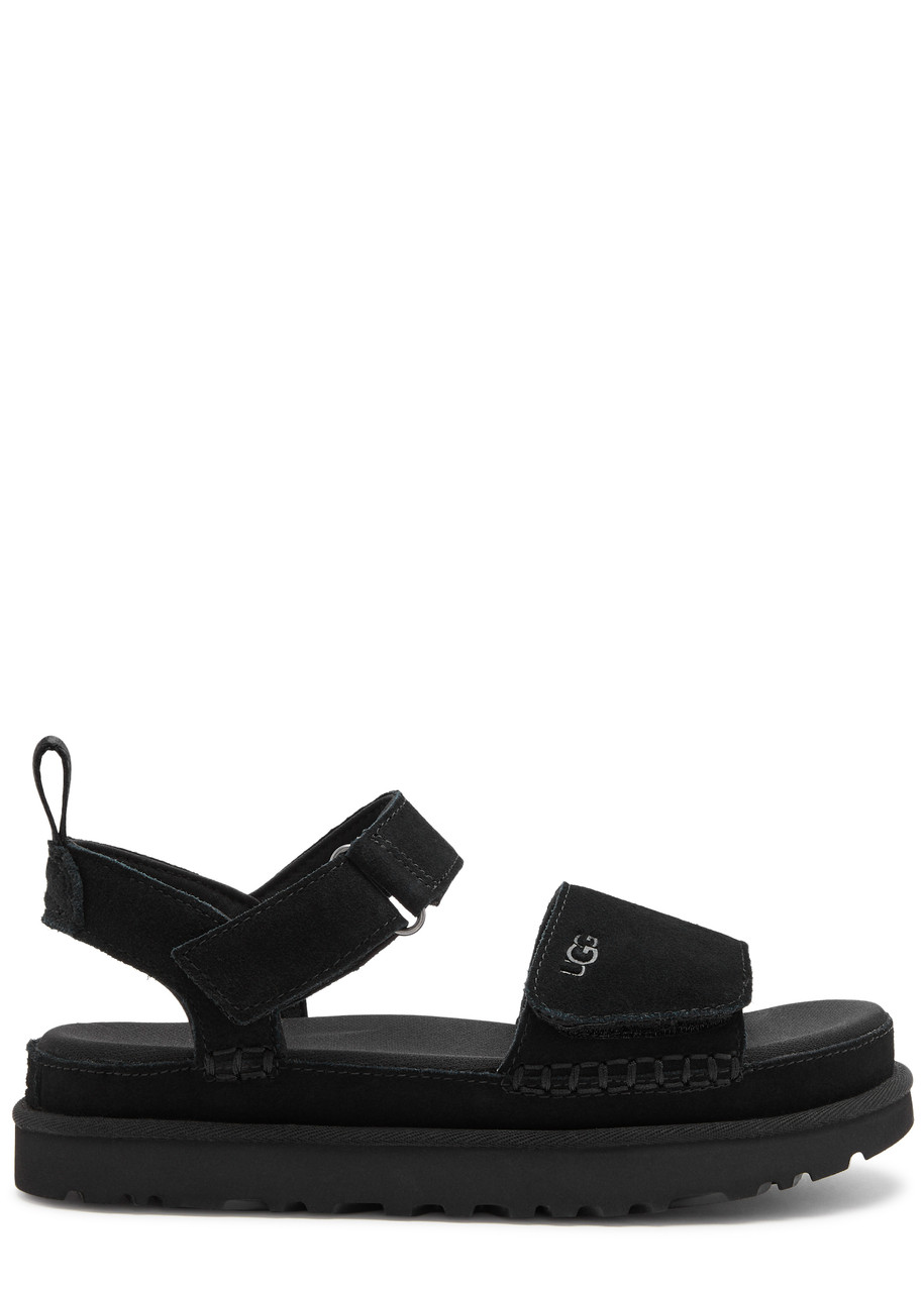 Shop Ugg Goldenstar Suede Sandals In Black