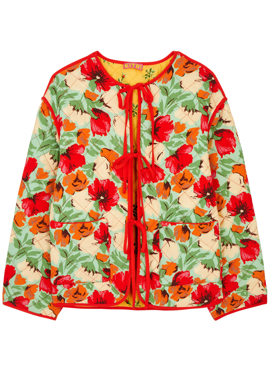 Shop Kitri Theodora Floral-print Reversible Jacket In Multicoloured