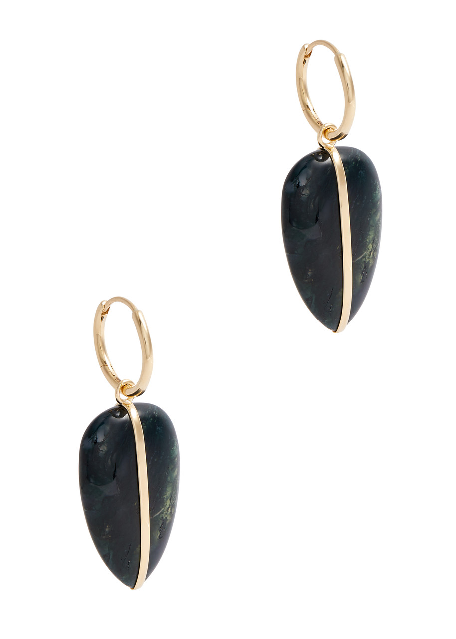 Shop By Pariah Pebble Large 14kt Gold Hoop Earrings In Green