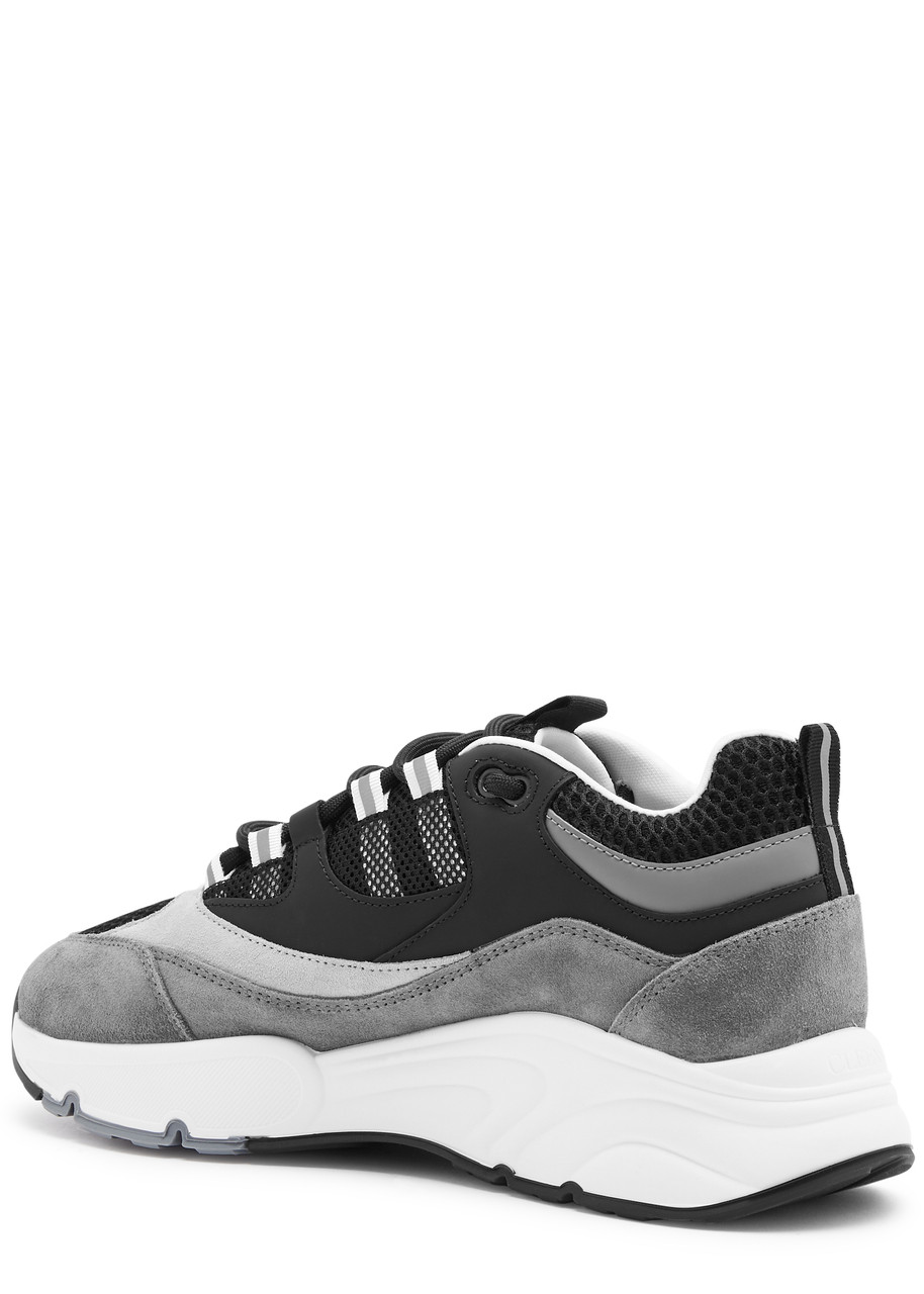 Cleens Aero Panelled Mesh Sneakers In Black And White