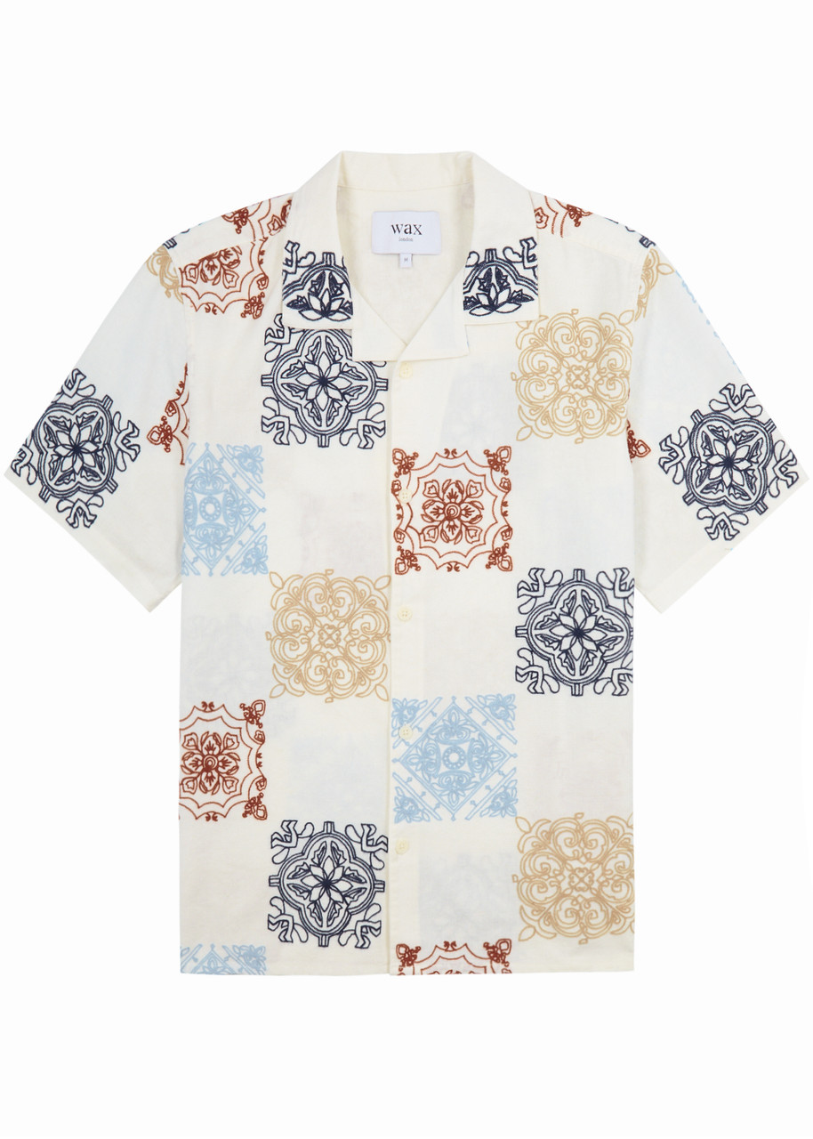 Wax London Didcot Embroidered Cotton-blend Shirt - White - L