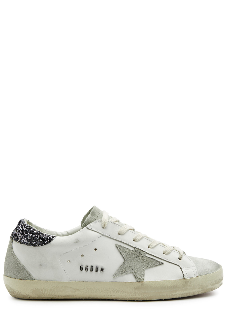 Golden Goose Super-star Distressed Leather Sneakers - Grey - 40 (IT40 / UK7), Golden Goose Trainers, Embroidered - 40 (IT40 / UK7)
