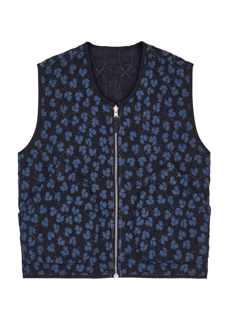 Shop Ymc You Must Create Ymc Jackie Floral-print Quilted Gilet In Blue