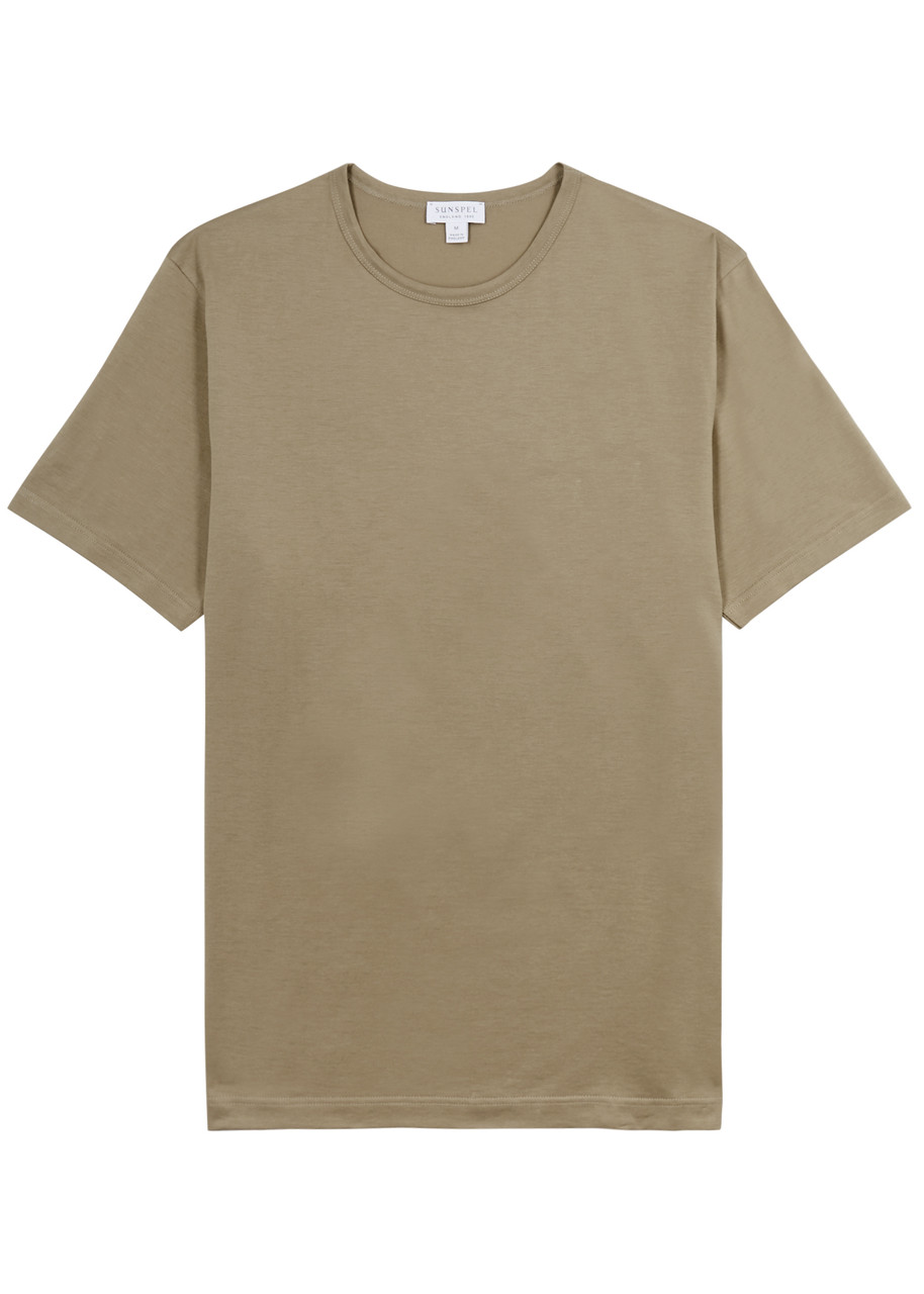 Shop Sunspel Classic Cotton T-shirt In Camel