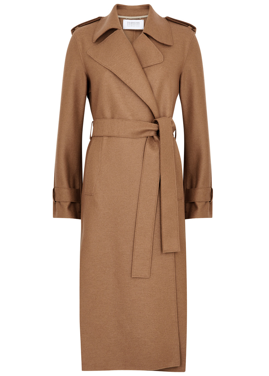 Shop Harris Wharf London Belted Wool Trench Coat In Caramel