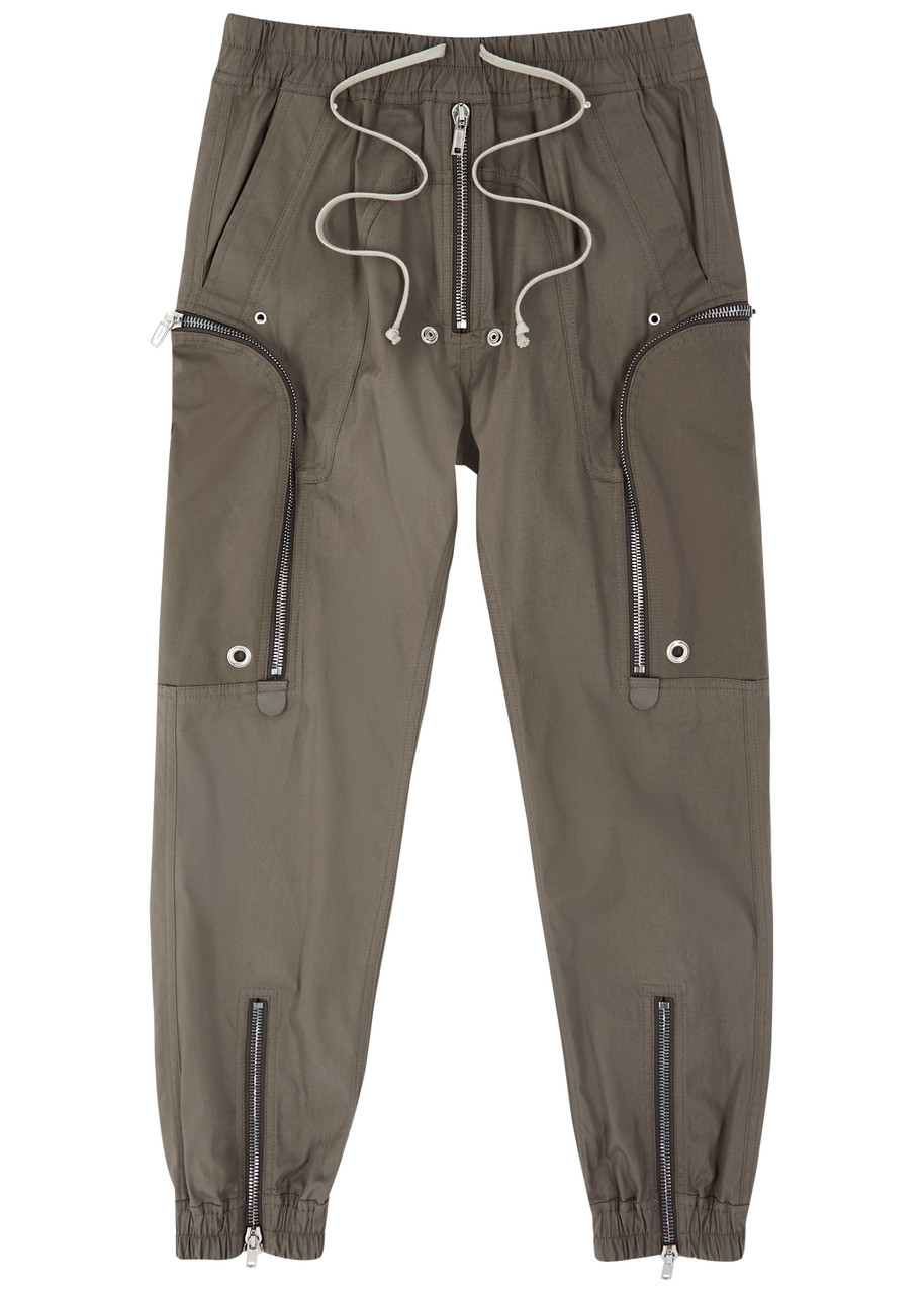 Shop Rick Owens Bauhaus Stretch-cotton Cargo Trousers In Brown
