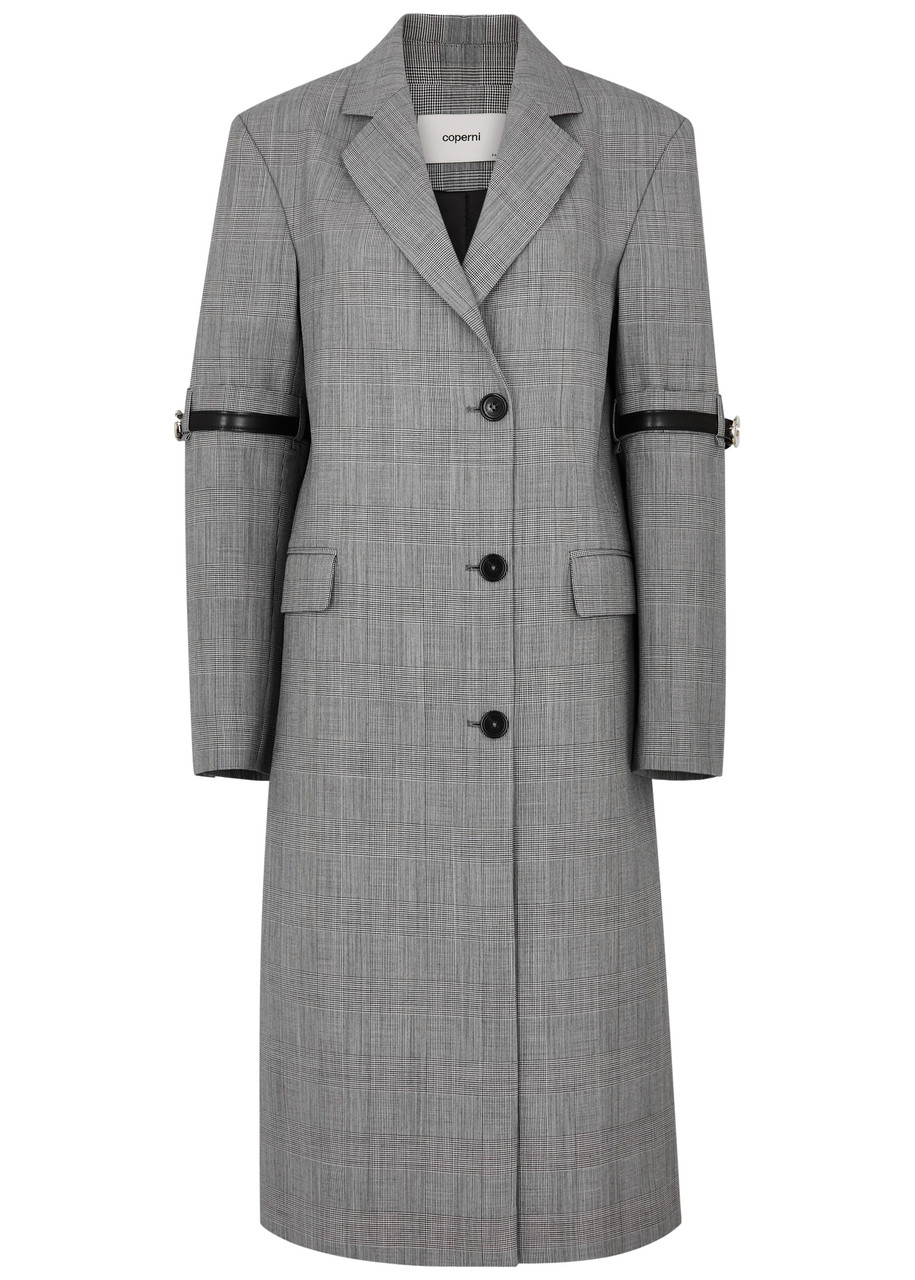 Shop Coperni Checked Wool Coat In Black And White
