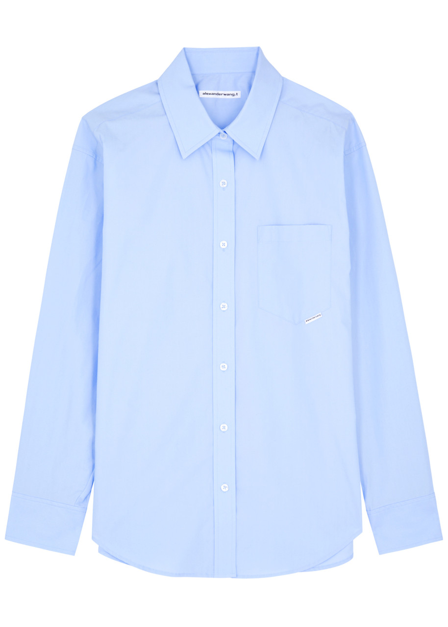 Shop Alexander Wang T Alexanderwang. T Logo Cotton-poplin Shirt In Light Blue