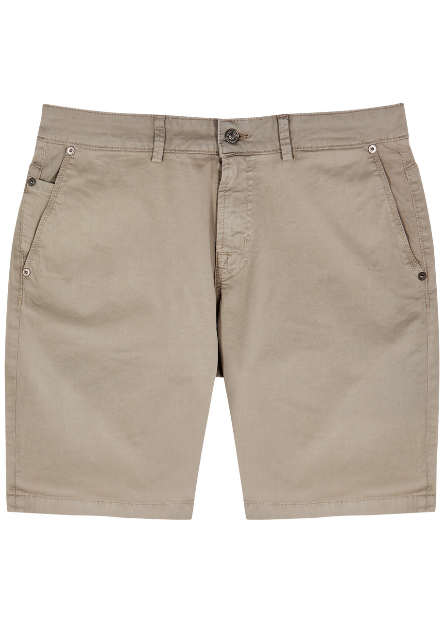 Shop 7 For All Mankind Perfect Stretch-cotton Chino Shorts In Grey