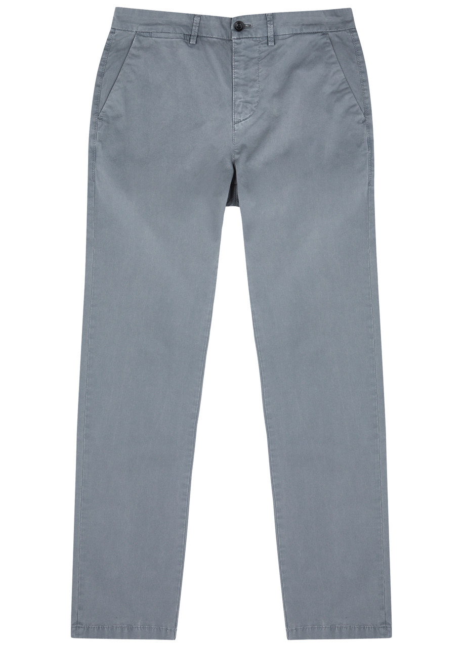 Shop 7 For All Mankind Slimmy Stretch-cotton Chinos In Blue