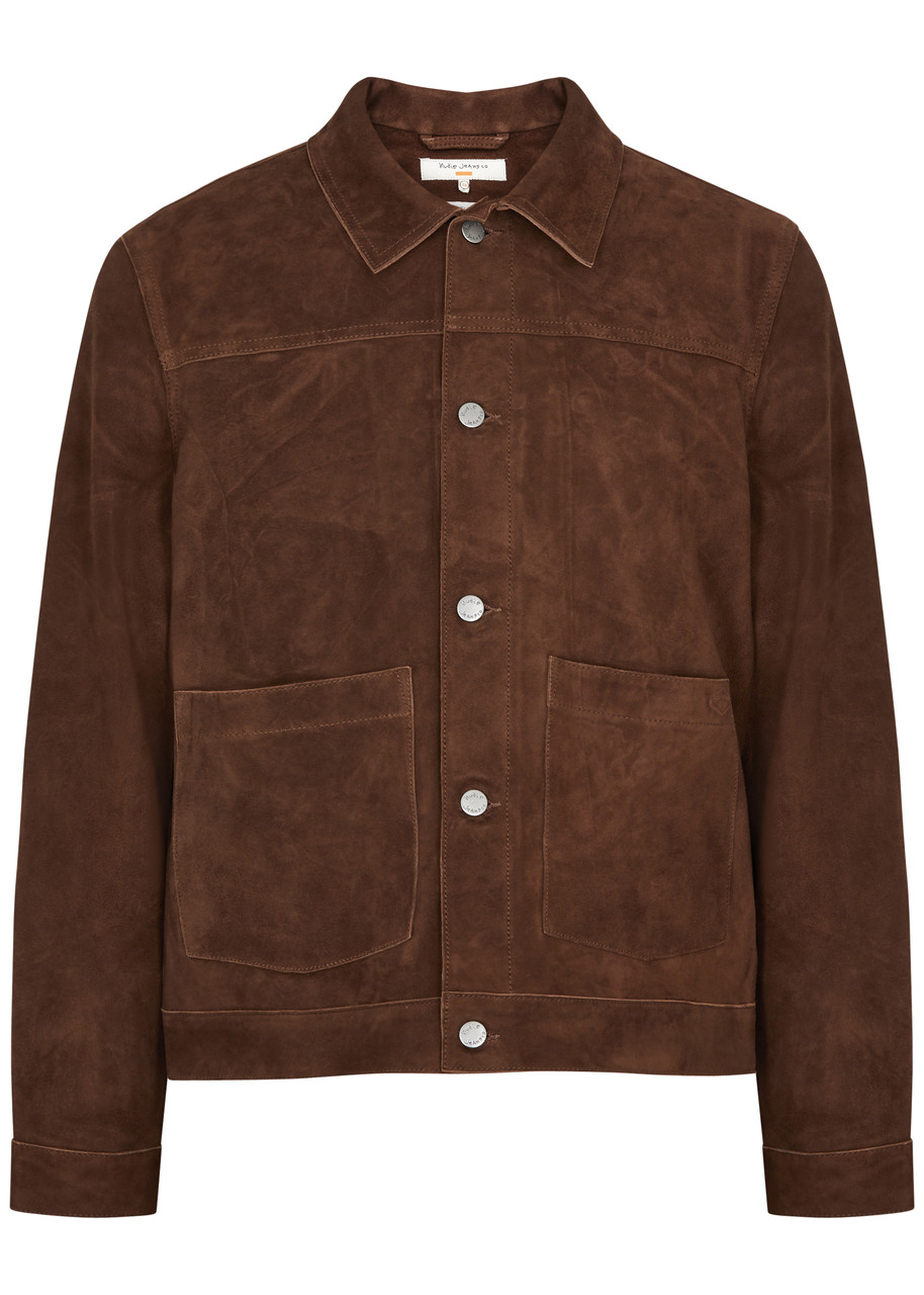 Shop Nudie Jeans Dante Suede Jacket In Brown