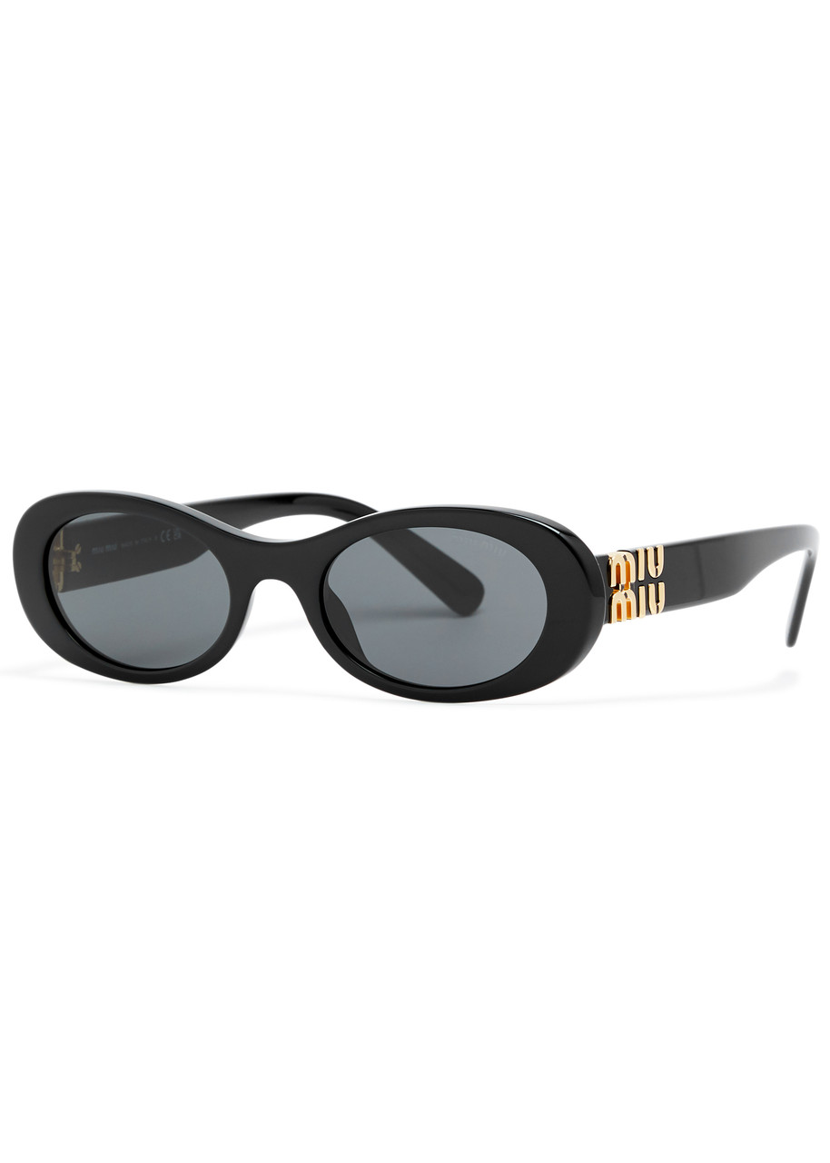 Miu Miu Eyewear Oval-frame Women's Designer Sunglasses - Black - One Size
