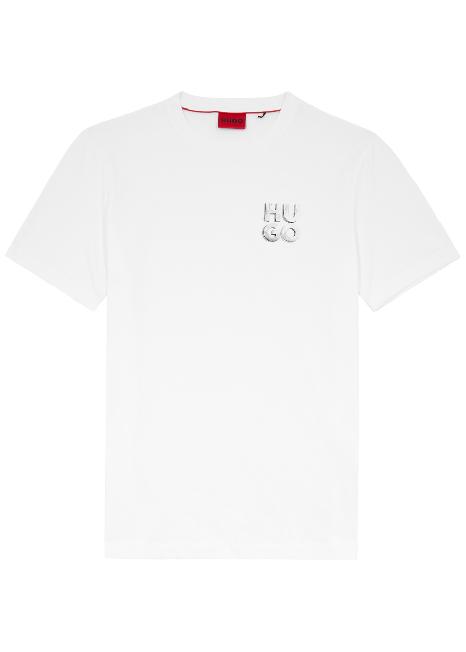 Shop Hugo Logo-print Cotton T-shirt In White