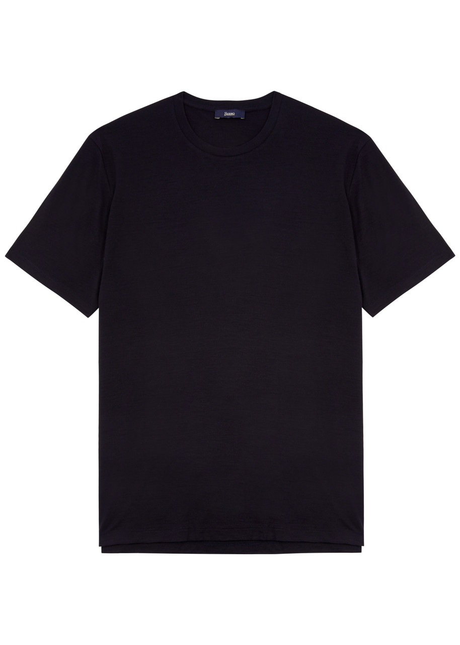 Shop Herno Wool T-shirt In Navy