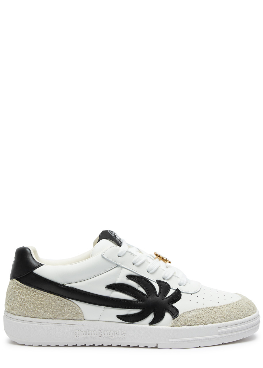 Shop Palm Angels Beach University Panelled Leather Sneakers In White