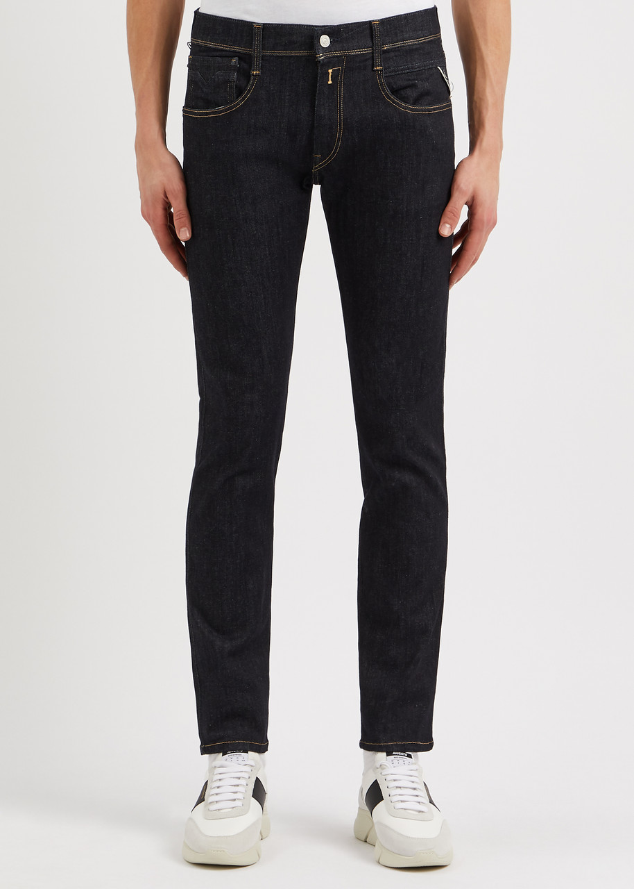 Replay Anbas Hyperflex Re-used Slim-leg Jeans In Dark Blue