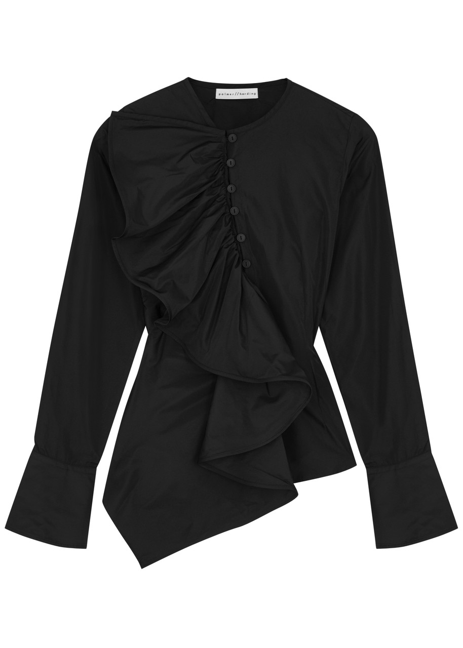 Shop Palmer Harding Palmer//harding Heart Ruffled Taffeta Shirt In Black