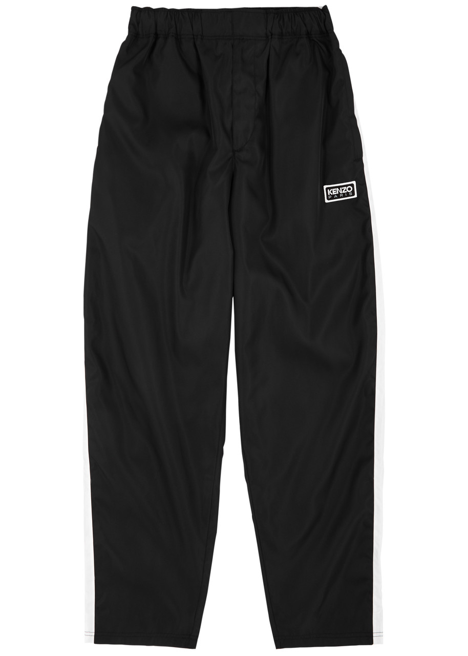 Shop Kenzo Striped Logo Nylon Track Pants In Black