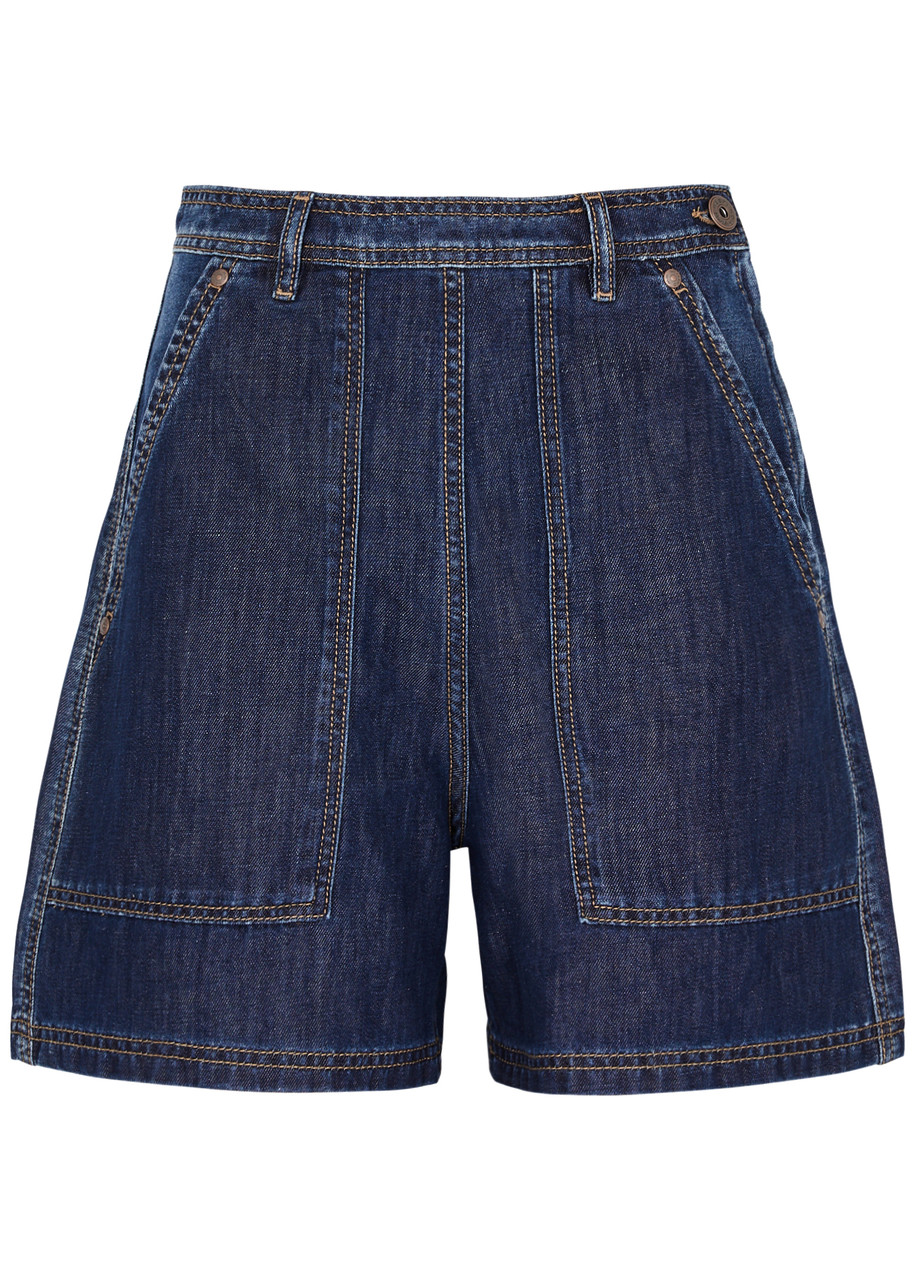 Shop Max Mara Elicia Denim Shorts In Dark Blue