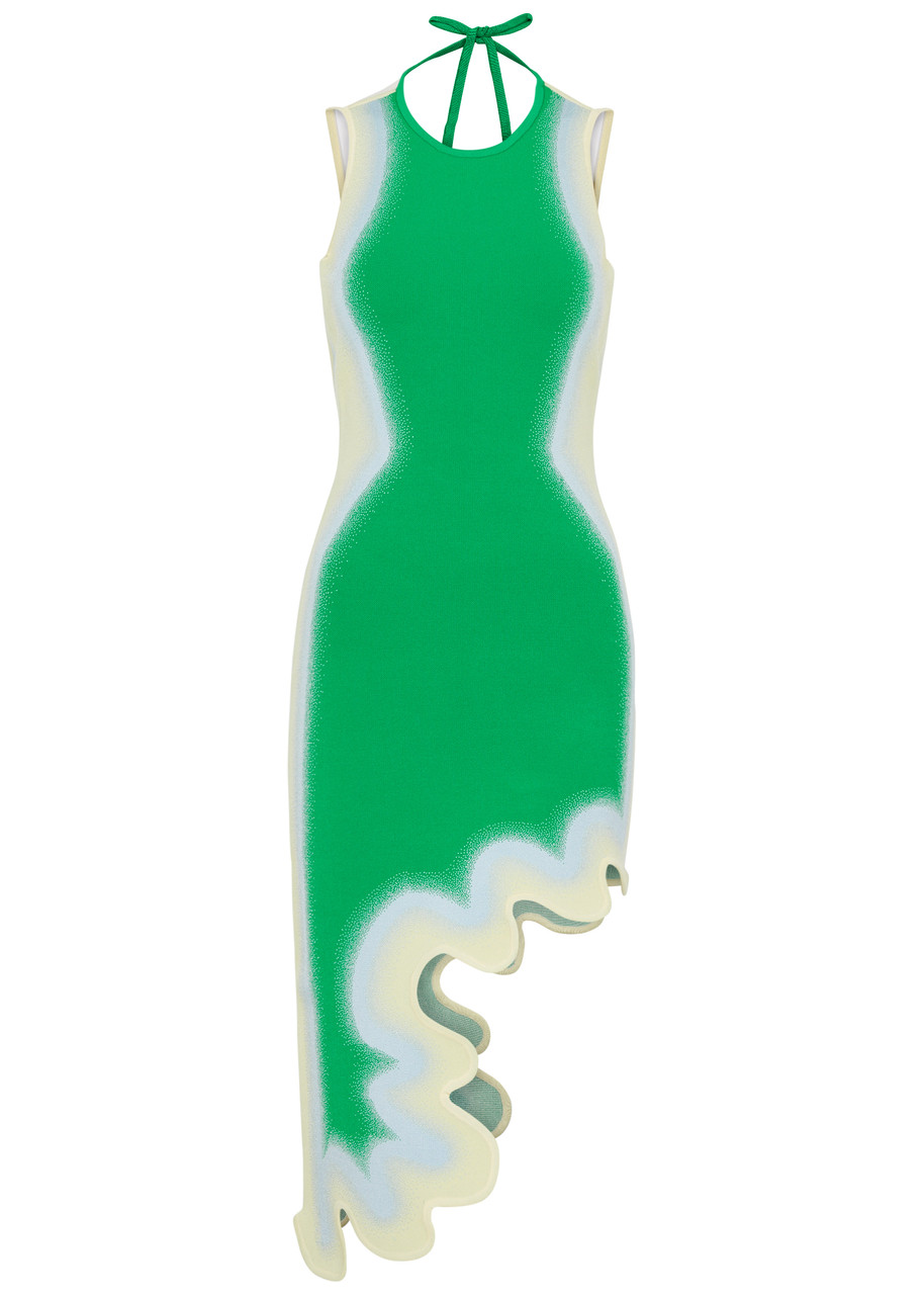 Ph5 Lotus Short Wavy Asymmetric Dress In Teal