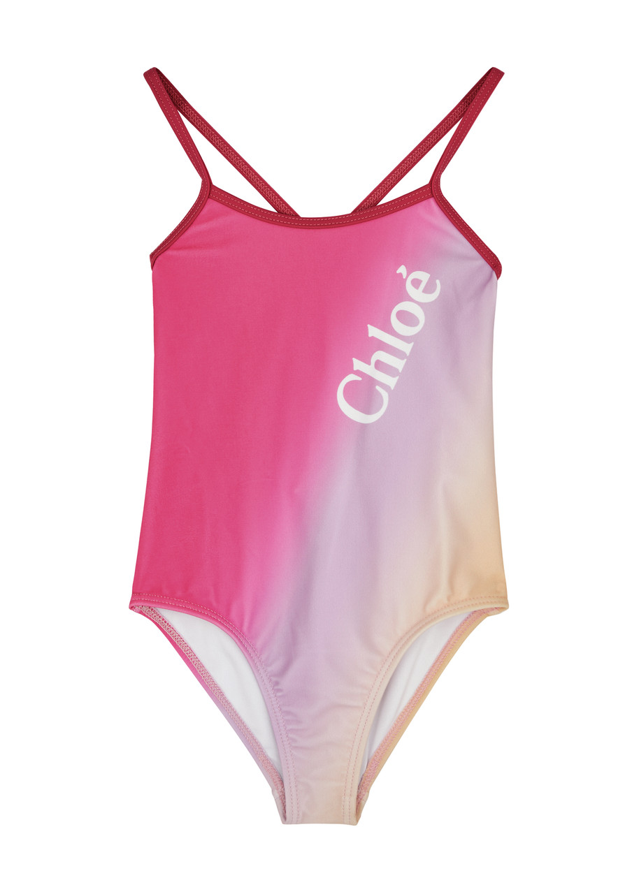 Shop Chloé Chloe Kids Logo Printed Swimsuit (4-5 Years) In Pink