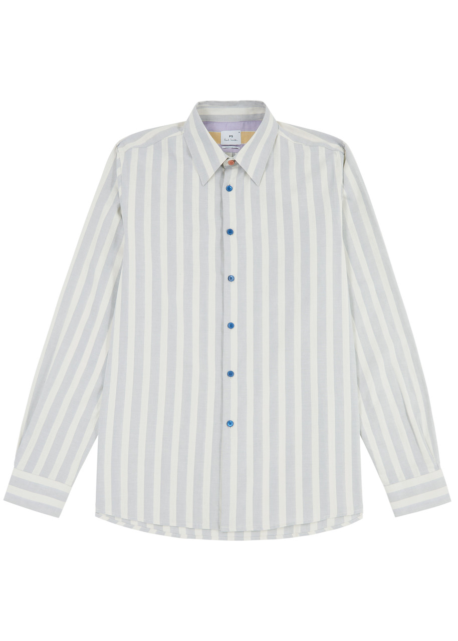 Shop Ps By Paul Smith Striped Cotton-blend Shirt In Blue