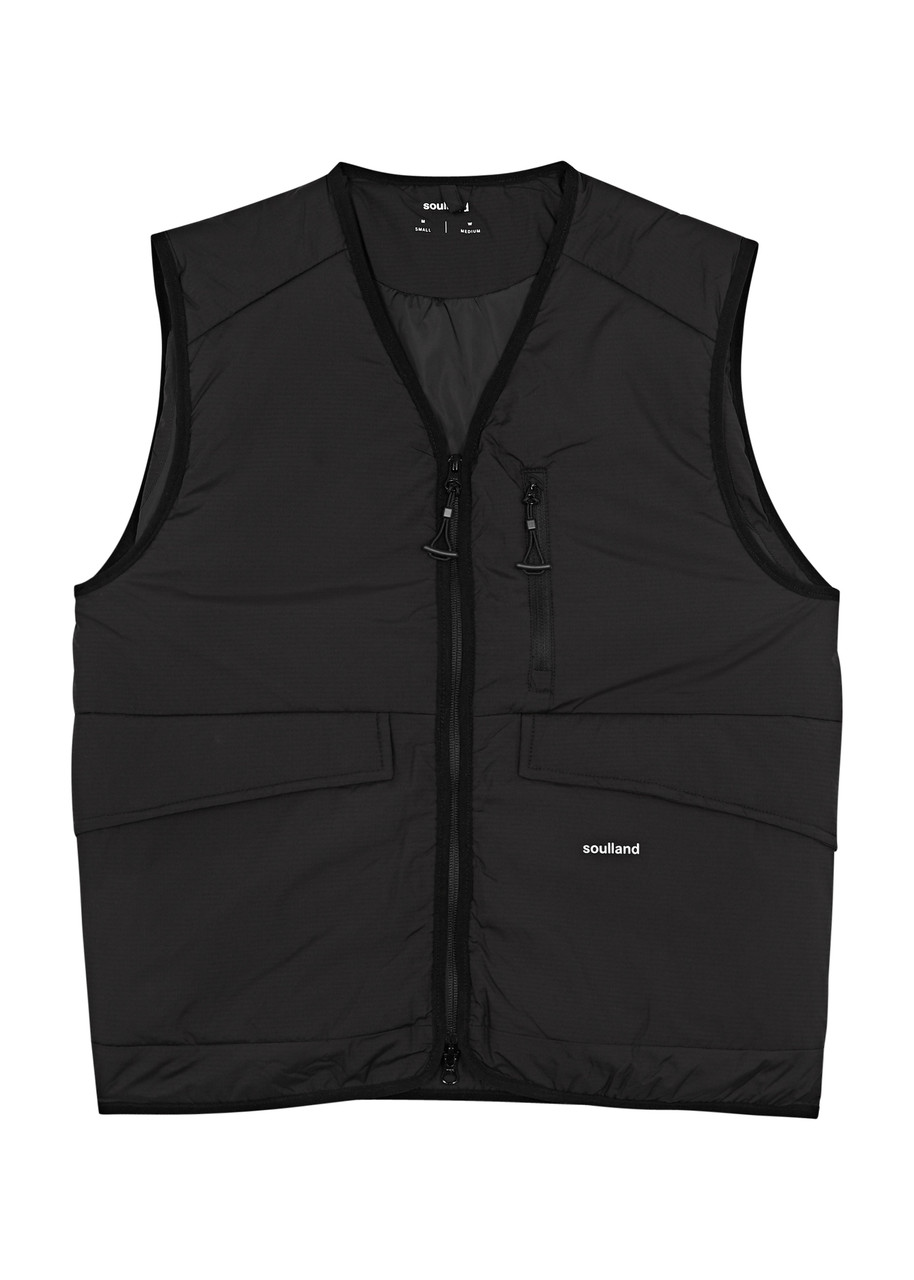 Shop Soulland Clay Logo Shell Gilet In Black