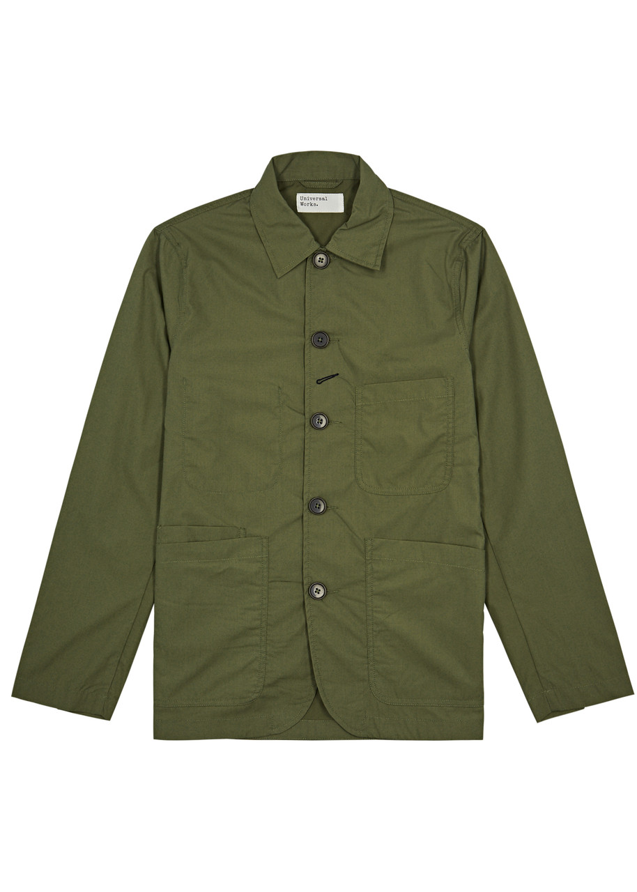 Shop Universal Works Bakers Brushed Twill Overshirt In Olive